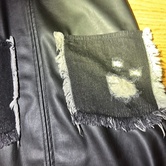 NWT. Woman’s Zara faux leather dress with black Denim front pockets. Size S. - Picture 5 of 7